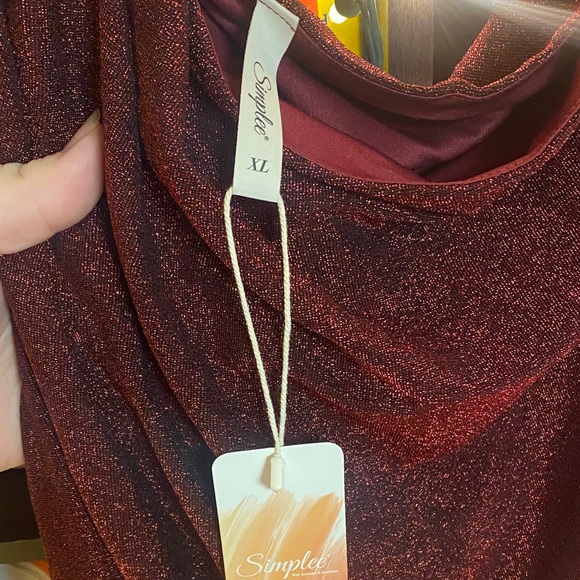 Elegant Deep Red Draped Dress - Picture 2 of 4